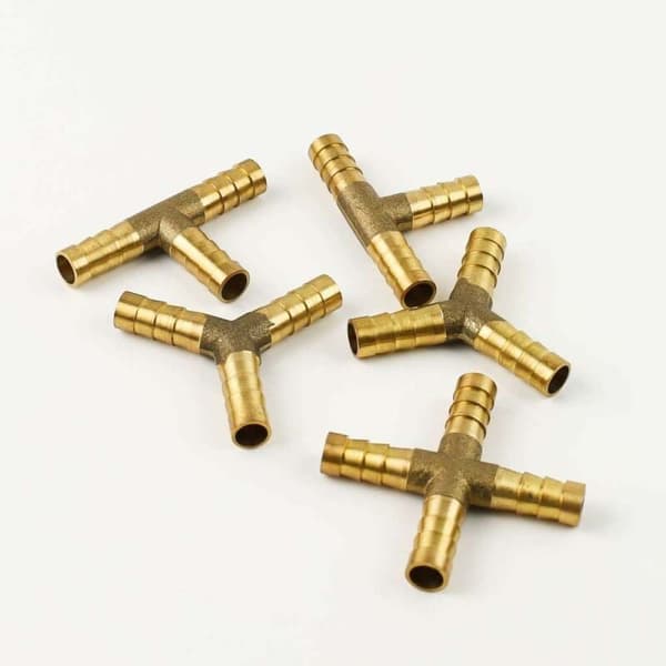 8 mm slangstuds-forbindelse, trevejs T-stykke til fleksibel slangeforsegling i rør- og slangesystemer (5 stk.)