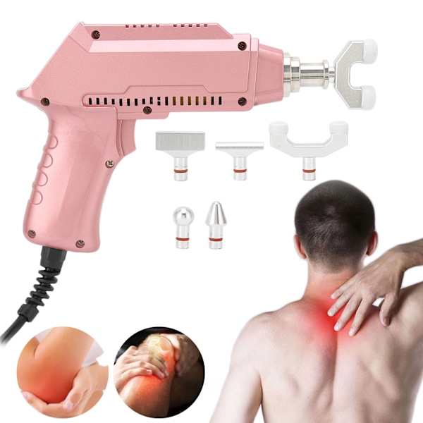 Electric Spine Massager Strength Adjustable Chiropractic Adjustment Corrector Gun (Rose Gold)EU Plug 220V