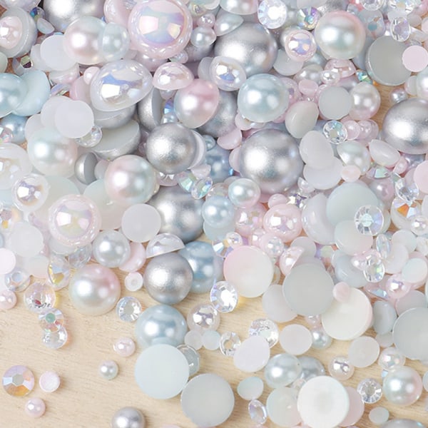 Halve perler for håndverk Flatback Pearls Perlesett for DIY Nail