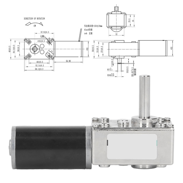 DC-vaihdemoottori Pieni 18W Suuri Vääntömomentti Käännettävä Turbiini Madalletun Nopeuden Moottori Itselukituvalla DC12V 0‑10RPM Minuutissa