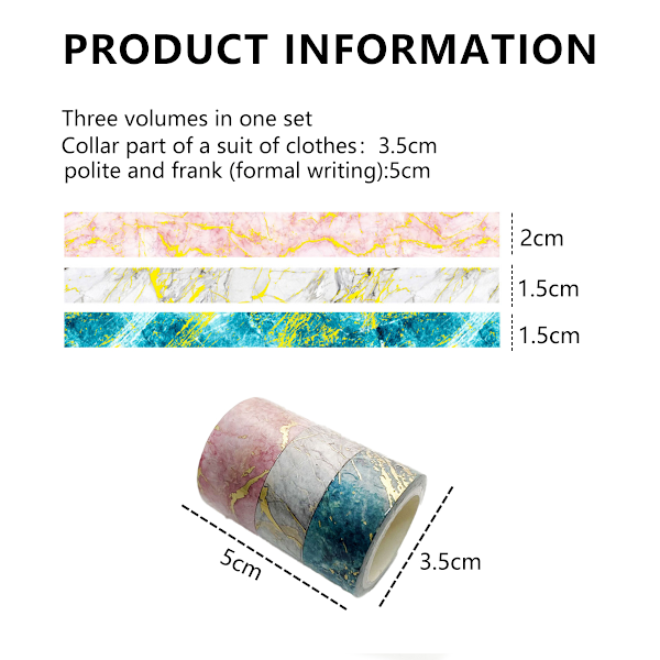 Kreativa pysseltillbehör, miljövänligt material, livfull design, washi-tejp set, guldfolie washi-tejp, mångsidig washi-tejp för konst, DIY