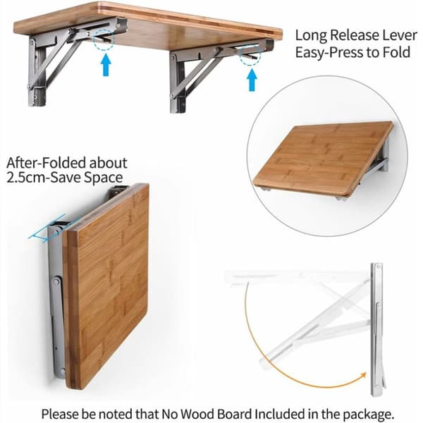 Foldbare hyldeknægte til pladsbesparende løsninger, robust rustfrit stål design til kraftig brug, sammenklappelige vægmonterede støtter til gør-det-selv