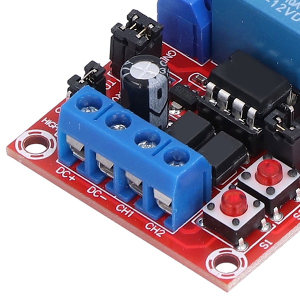 Relämodul 2 Kanaler Knapp Självlåsande Interlock Hög Låg Nivå Trigger med Switch Ljus 12V
