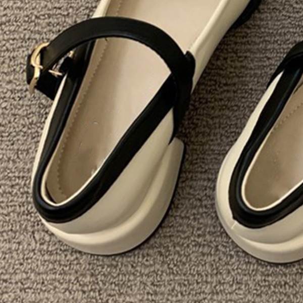 Kvinnors Spänne Platformskor Stängd Kvadratisk Tå Elegant Ergonomiska Ankelrem Pumpskor Aprikos 37