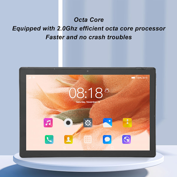10,1 tums surfplatta för Android 10,1 surfplatta med 6 GB RAM 128 GB ROM 5G WIFI för spel, tittande, läsning EU-kontakt Grå