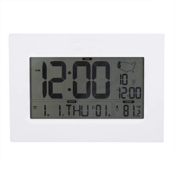 Baldar LCD-bakgrundsbelyst display Multifunktionell digital väckarklocka Termometer Kalender (Vit)