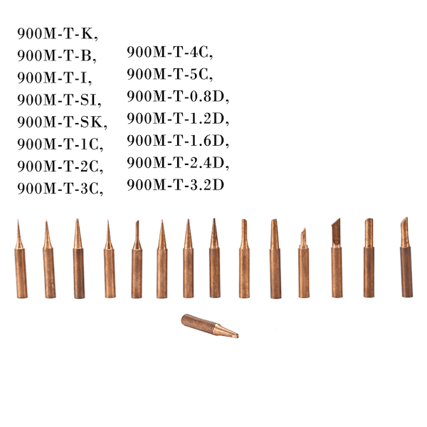 15 stk Blyfri Kobber 900M-T Loddespiss for 936, 937, 938, 969, 8586 Loddestasjon