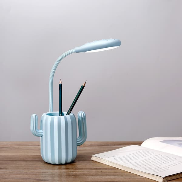Pink farve børnebordlampe LED USB genopladelig 3-niveau dæmpning B