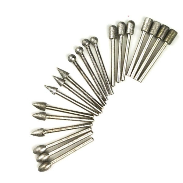 20 Pcs Grinding Bit Set 1/8in Shank 1/4in Drilling Diameter Rotary Grinding Burr for Woodworking Carving Chamfering