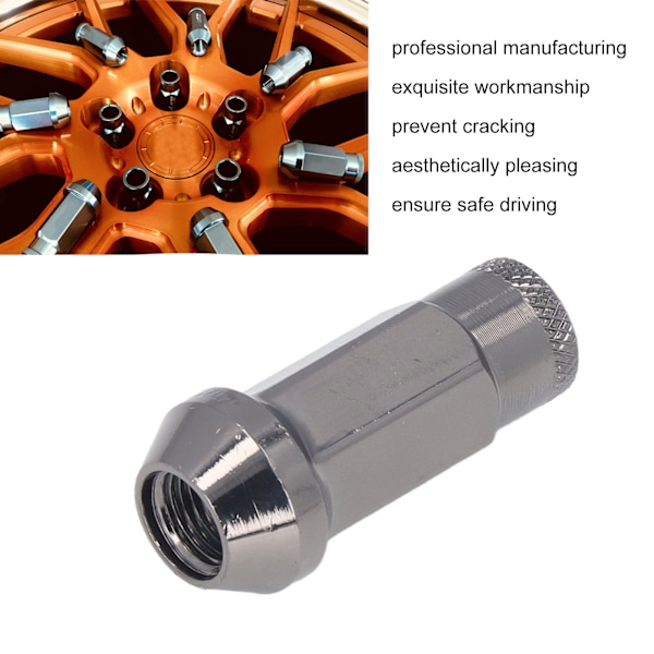 20 stk M12x1.25 Metal Hjulmøtrikker Universelle Biltilbehør Udskiftning til Mitsubishi Sort