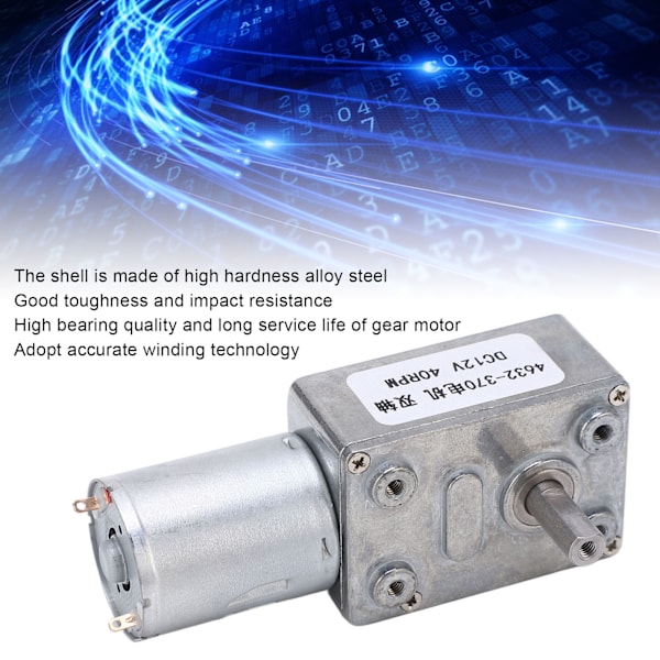 40RPM DC Girkasse Motor Høy Lastbæreevne Hastighetsreduksjonsgirkasse Motorutskifting DC12V