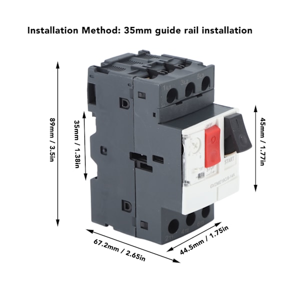Motor Afbryder Overbelastning Kortslutningsbeskyttelse 35mm Skinnemontering Motorbeskyttelsesafbryder AC690V GV2 ME16C 9 14A