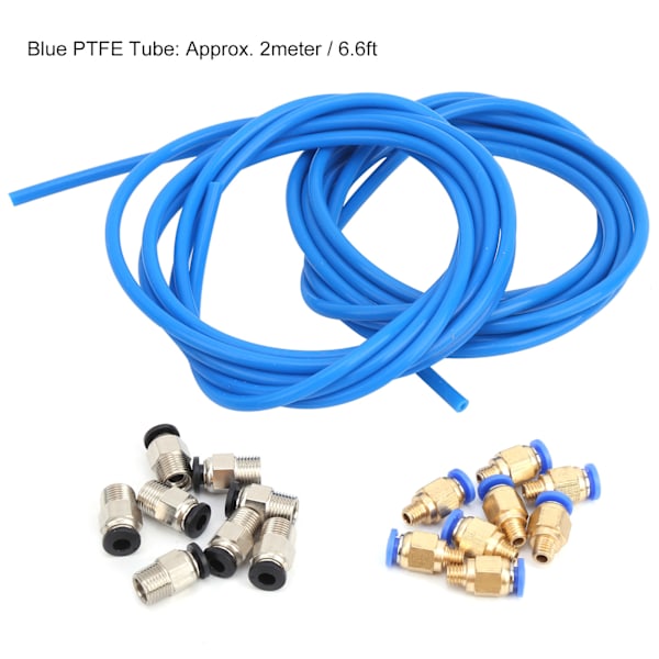 3D-printer tilbehør 2 stk. Blå PTFE-rør 8 stk. M10 8 stk. M6 Pneumatisk Stik