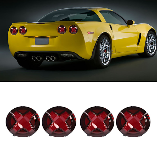4 stk. Mørkerøde LED Baglygter Baglygte Udskiftning til Chevy Corvette C6 2005 til 2013