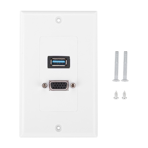 2-ports US-standard väggplatta USB3.0 + VGA Hemmabio väggplatta panel