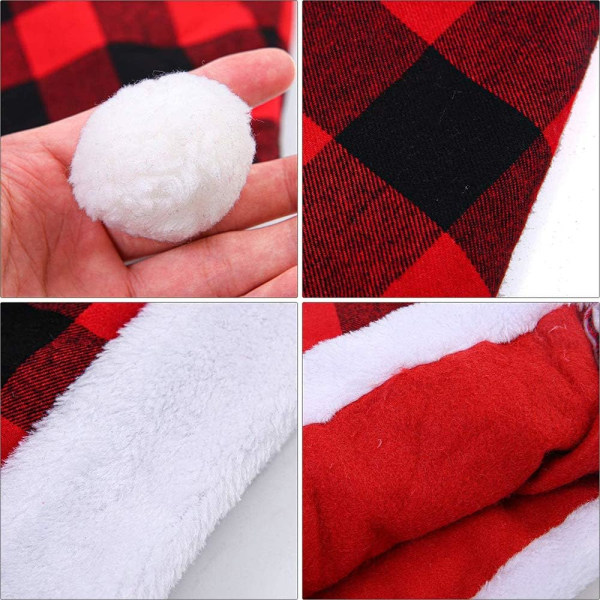 2 Pack Christmas Plaid Santa Hat Pehmoiset joulupukin hatut