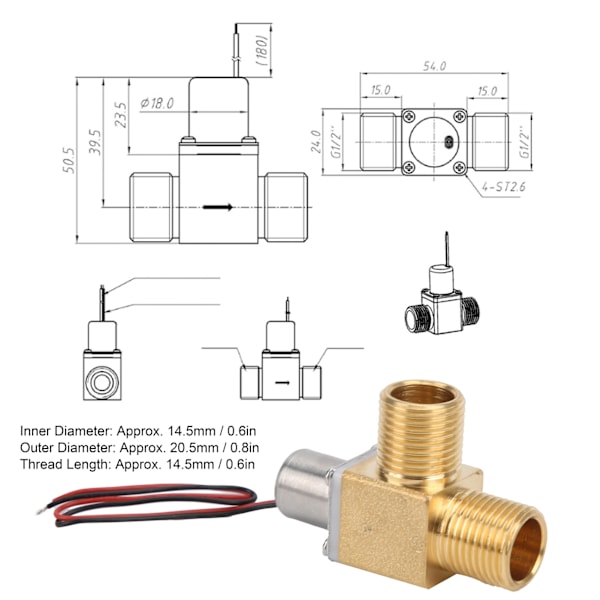 Vand Solenoidventil Elektrisk Metal Normalt Lukket Tilbehør Udskiftning G1/2 DC 4.5V