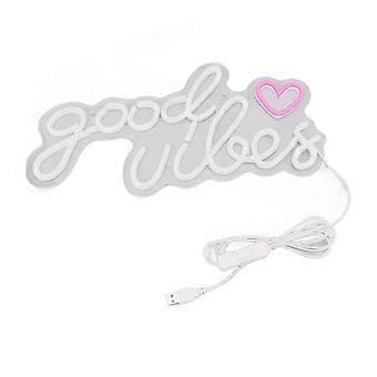 Neonskylt Good Vibes LED-ljus Akryl USB-driven Väggmonterad Neon Väggdekor för Bar Fest Bröllop Sovrum