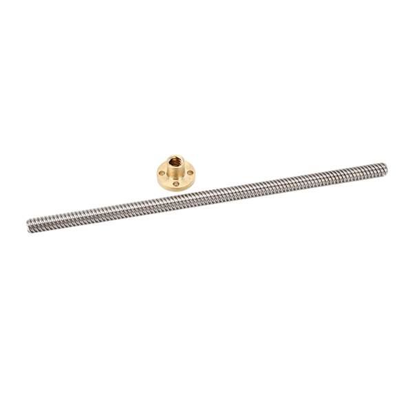 5 stk T8 Trapesgjenge 2mm Stigning 8mm Ledd 200mm Lineær Bevegelse Gjenget Stang med Messingmutter for 3D-skriver