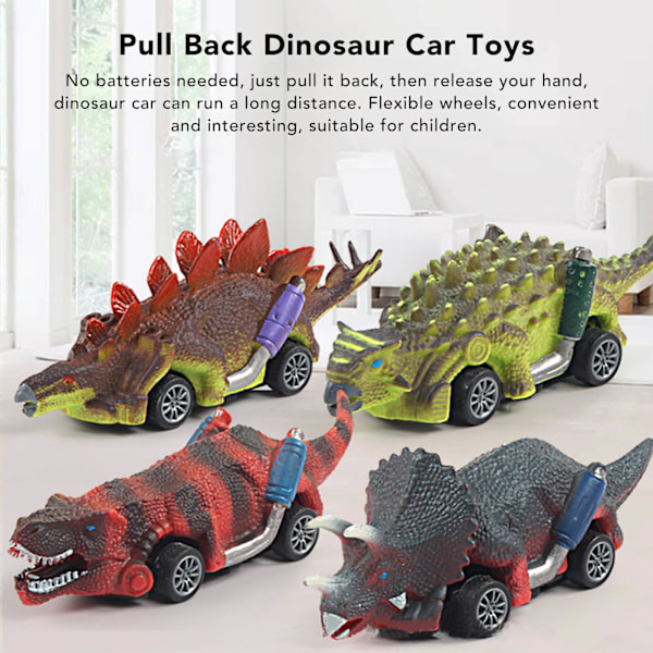 6 kpl Vetoautoja Dinosaurus-teemaisella, Erittäin Realistiset Dinosauruslelut, Interaktiiviset Taaperon Dinosaurusajoneuvot 4-6-vuotiaille