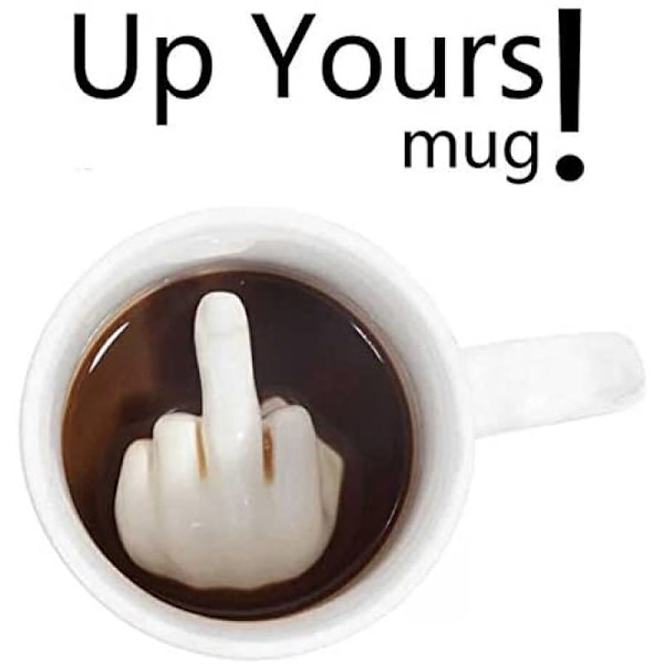 Överraskning inuti, Keramisk Långfinger Mugg: En humoristisk tolkning av en klassisk kaffekopp