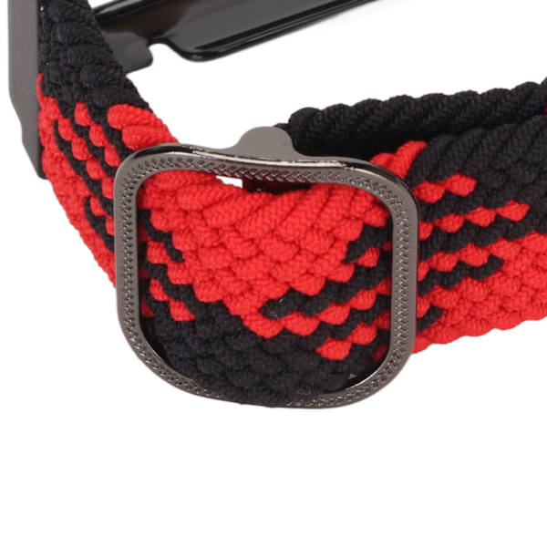 Strækbar Nylon Flettet Urrem med Beskyttelses Bumper Case Tilbehør Passer til Mi Band 7 Pro Rød Sort og Sort Case