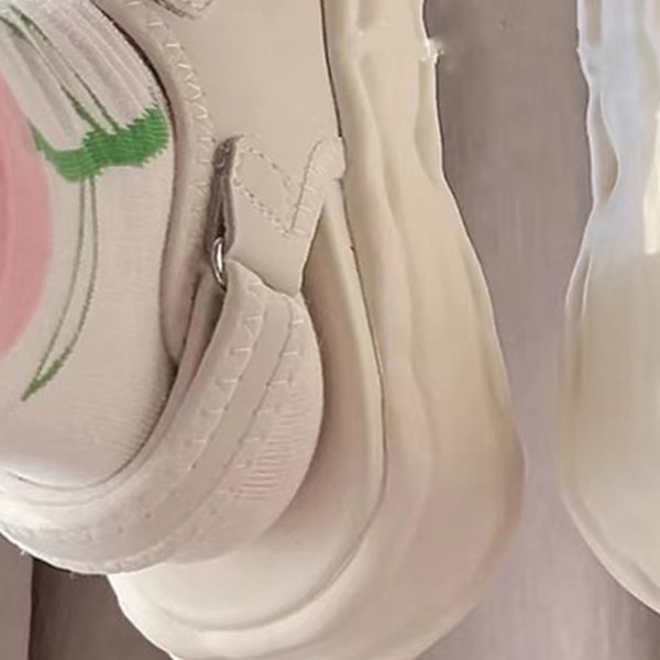 Åpne tåplattformsandaler PU tykk såle sklisikker borrelås kvinners sandaler for sommer beige 37