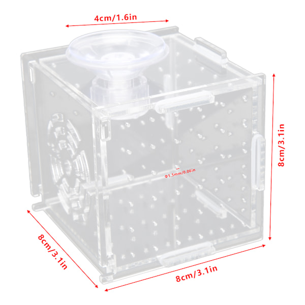 Kalaeristyslaatikko Akryyli Kala Kasvatuslaatikko Akvaario Kutupaikka Vauvoille Kaloille Katkaravuille Yksi Mini Laatikko 8x8x8