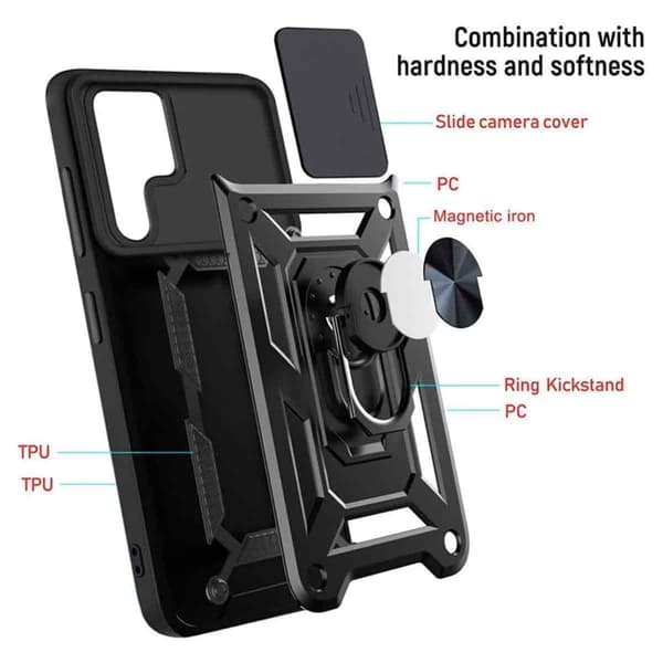 Samsung Galaxy S23 Ultra -kotelo Ring CamShield Musta