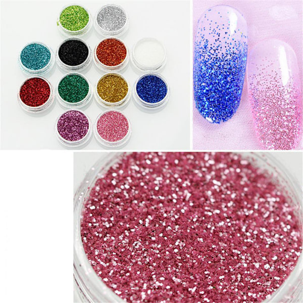 12 Farver Skinnende Stanniol Manicure Dekoration DIY Blanding Neglekunst Stickers