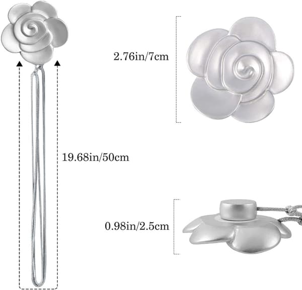 Kameliablomst Magnetisk Gardinholder 1 Par Sølv Gardin Tilbehør