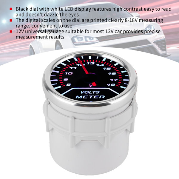 Universal Voltmeter Spetsvoltmätare Spänningsmätare 52mm Bilinstrument