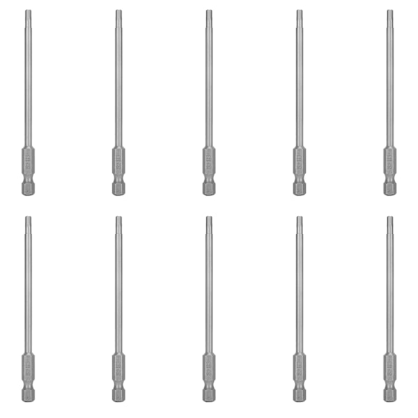 10 stk Skrutrekkerbitt Elektrisk 3mm Hex Sterk Magnetisk Herdet Jernvare Håndverktøy S1/4 100mm