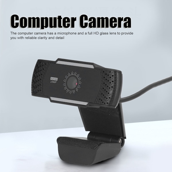 Computerkamera Mikrofon Automatisk Støjreduktion Full HD 1080P USB Stereo Webcam med Drejelig Klips til Kontor