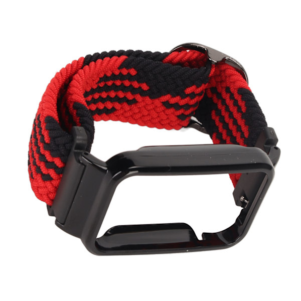 Strækbar Nylon Flettet Urrem med Beskyttelses Bumper Case Tilbehør Passer til Mi Band 7 Pro Rød Sort og Sort Case