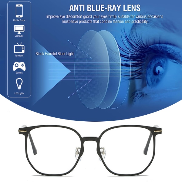 Firkantede briller anti-ultraviolet computer briller gennemsigtig len