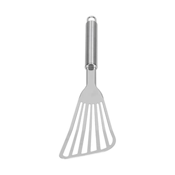 Fiskespade i rustfrit stål, grill- og stegespatel med ergonomisk design til køkken, baghave, camping, bagning, buffet, restaurant