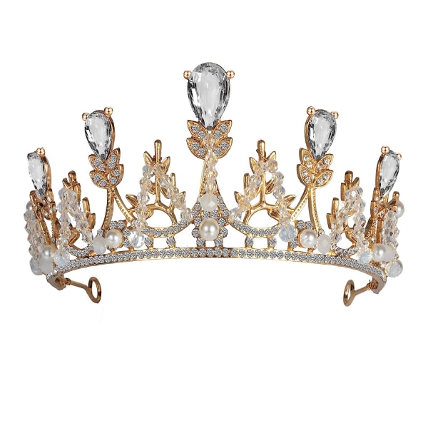 Crystal Princess Crown for Girls, Gold Kid fødselsdag diadem med R