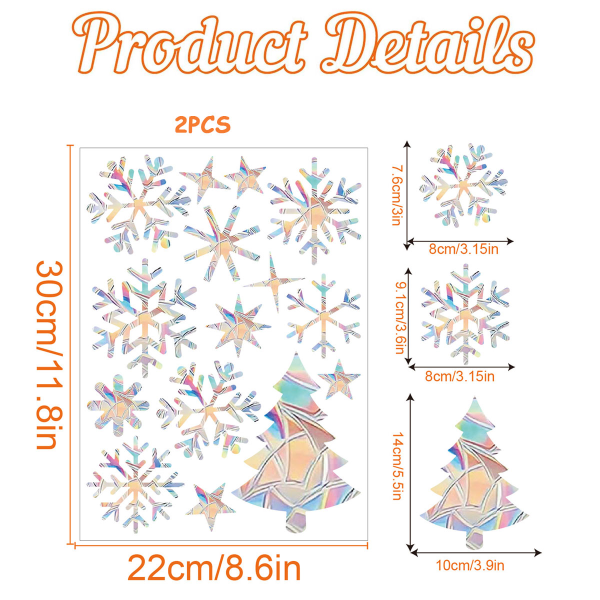 Snowflake-shaped rainbow prism electrostatic glass stickers PVC