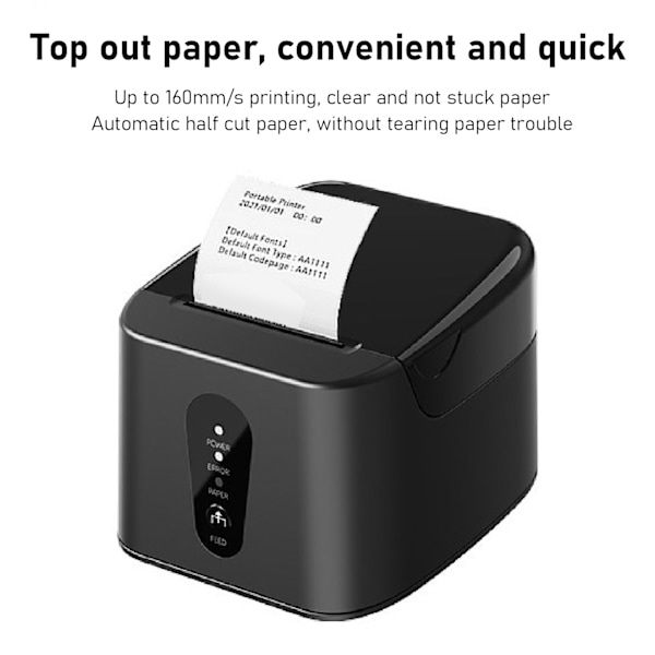 Termisk Kvittoskrivare Skärare 58mm USB och Bluetooth Trådlös POS 100‑240V