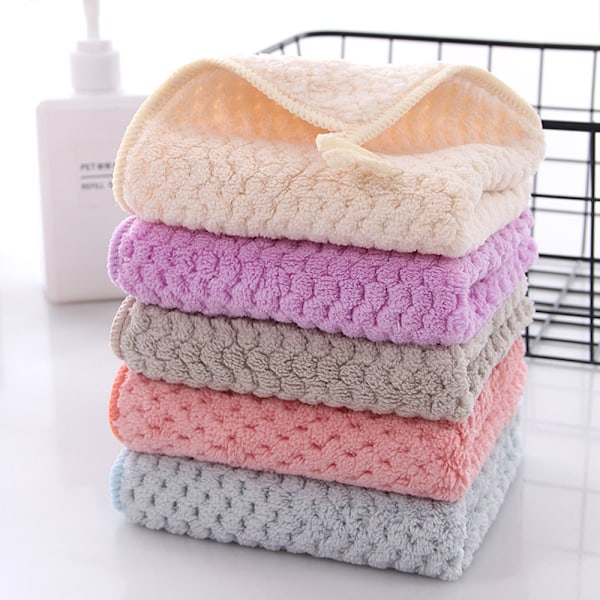 Våffeldisktrasor, Mikrofiberhanddukar Mjuk Känsla För Kök Badrum, Hängande Design Snabbtorkande Absorberande Korallfleece Mjuk Tjock Diskduk