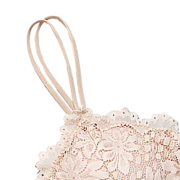 Spets-BH Bralette Vadderad Plus Size Linne Underkläder Hudvänlig Andningsbar Lätt Vadderad BH Underkläder Hudfärg L
