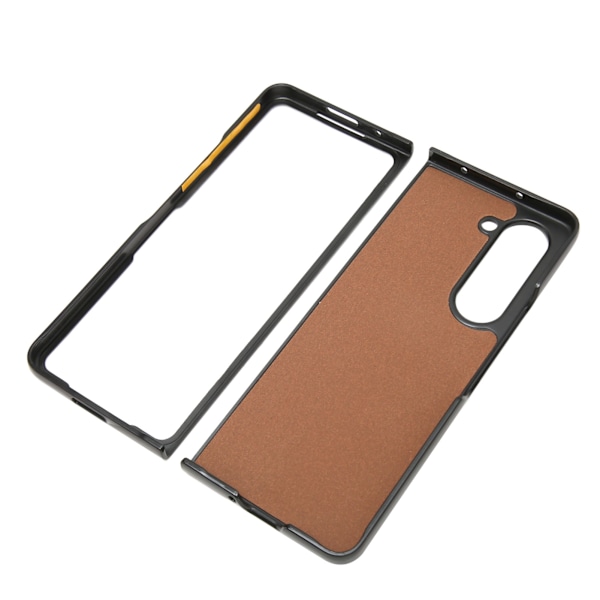 Vikbar Skärm Telefonskal Syntetiskt Läder Skyddande Vikbart Telefonskal för Samsung Galaxy Z Fold 5 Tvåfärgat Nötskinn Blå