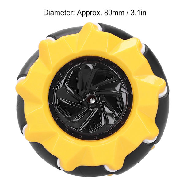 Mecanum-pyörät Omni-suuntaiset Älyrobottiauto-osat Tarvikkeet DIY-lelukomponentit 80 mm (1 pari)