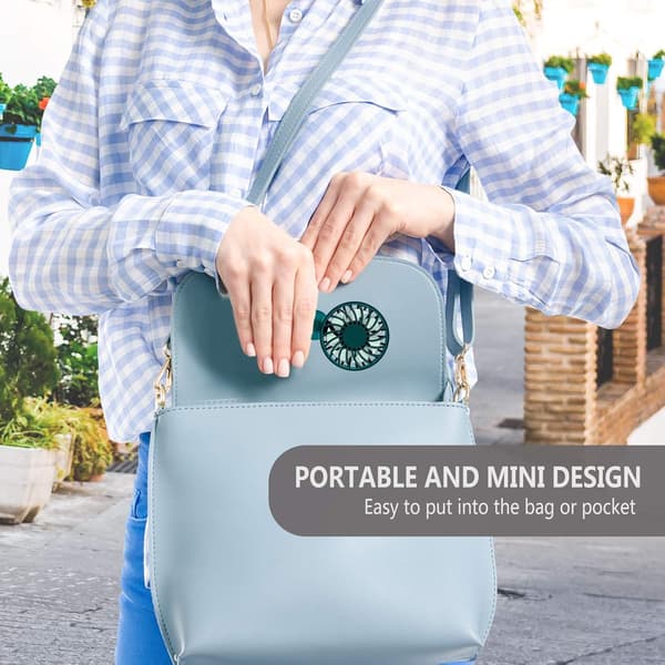 Mini USB-ventilator, bordventilator med 3 justerbare hastigheder, USB-lommeventilator, genopladelig, ideel til søvn, kontor, rejser osv. (Grøn)