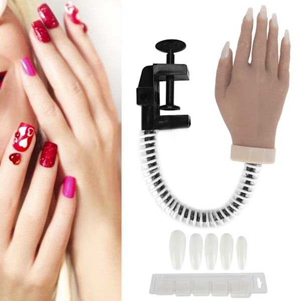 Nagelkonstövningshand Silikonböjliga leder Falska nagelspetsar Handmannequin för nagelsalong #01