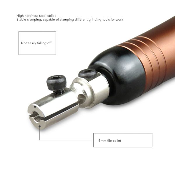 Luftreciprokerende Fil 23000bpm 0,6mm Slag 1/4 Tommer Indløb Hastighedsjusterbar Pneumatisk Fil Krop Sav