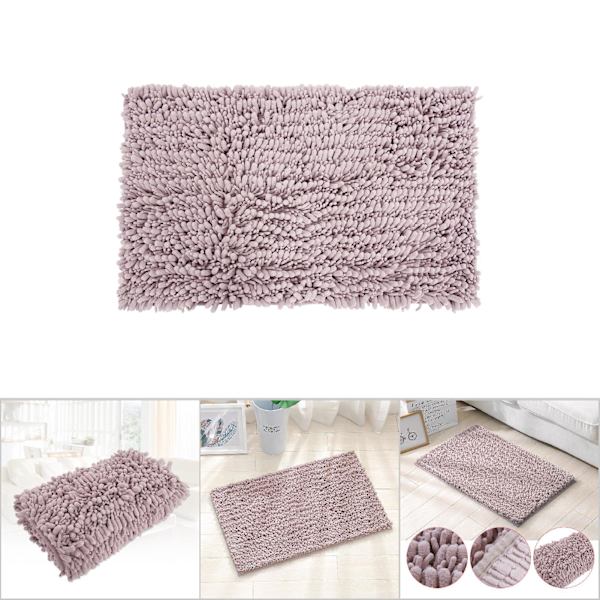 Chenille Anti-slip Vandabsorberende Skridsikker Måtte Badeværelse Stue (Brun)
