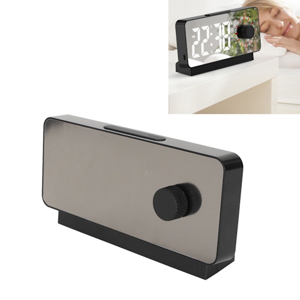 Digital Väckarklocka Dubbel Display Justerbar Ljusstyrka Stor Display LED Spegel Elektroniska Klockor med Snooze för Hem Sovrum Kontor