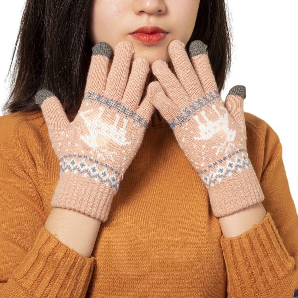 Vinterstickade handskar Pekskärm varma Mjuk fodrad resår